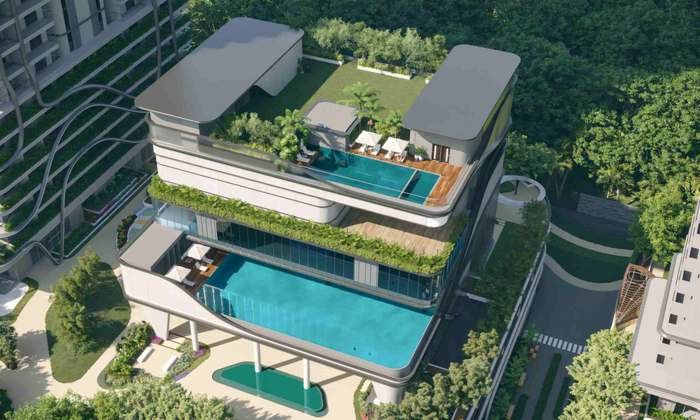 Terrace swimming pool deck at Fortune Suraj Bhan Grandé above the clubhouse