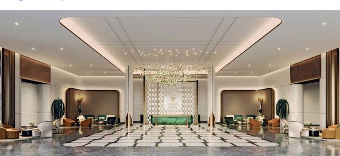 Grand lobby at The Cascades Neopolis, Neopolis, Kokapet